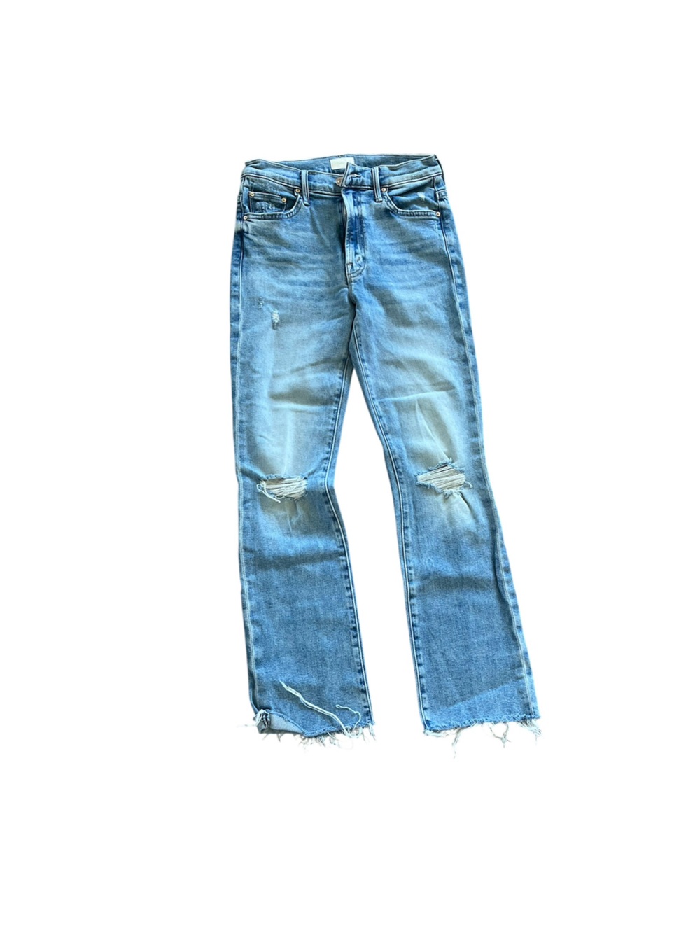 MOTHER Light Blue Distressed Skinny Jeans
